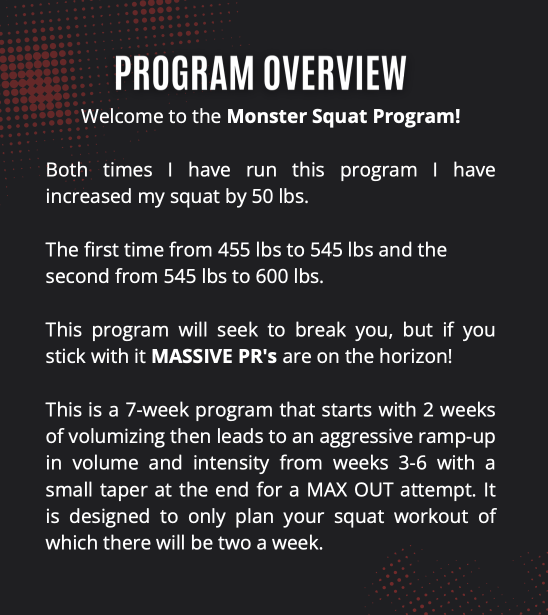 MONSTER SQUAT PROGRAM