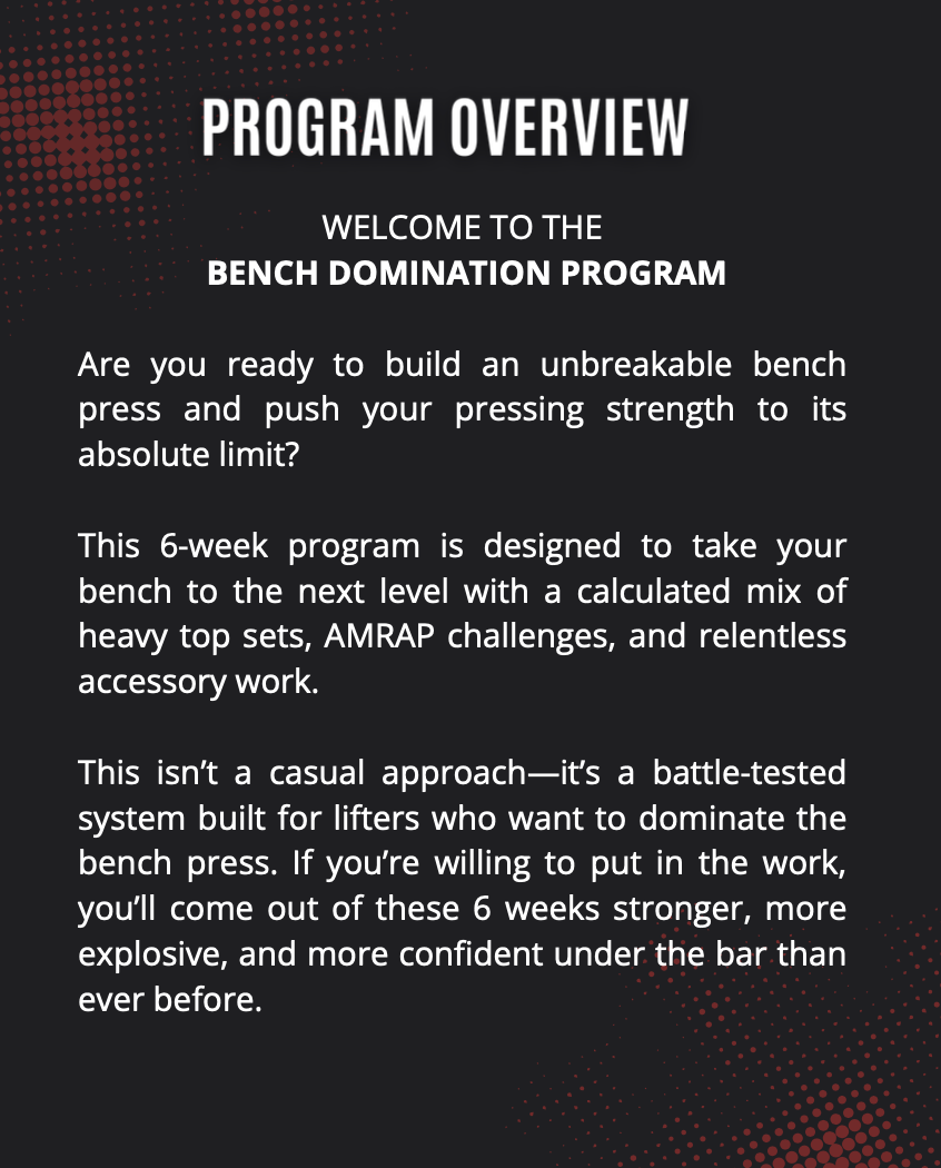 BENCH DOMINATION PROGRAM
